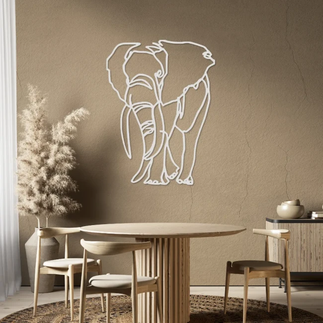 slon-lineart-obraz-3d-bialy-kolor