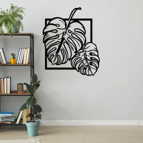 monstera-kwadratowa-drewniany-obraz-aranzacja-regal