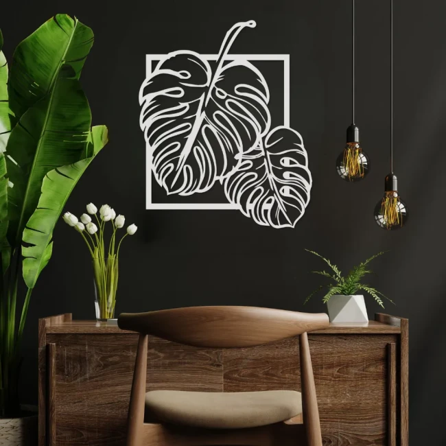 monstera-kwadratowa-drewniany-obraz-aranzacja-biel