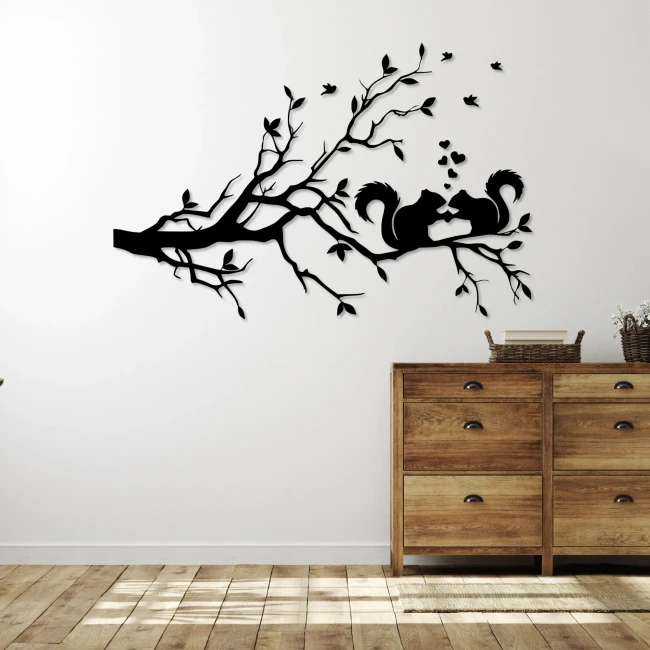 Ażurowy obraz 3D wiewiórki na gałęzi czarny kolor