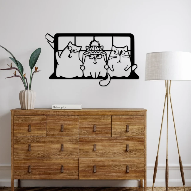 kocia-rodzina-drewniany-obraz-komoda-lampa