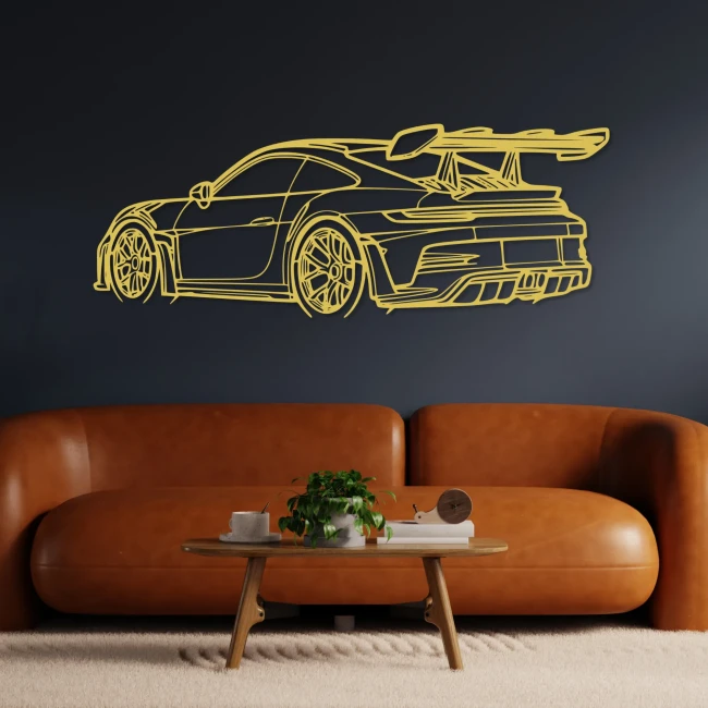 porsche-911-obraz-zloty-granatowa-sciana