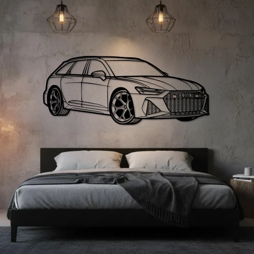 audi-rs6-drewniany-obraz-sypialnia-czarny