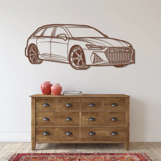 audi-rs6-drewniany-obraz-komoda-brazowy